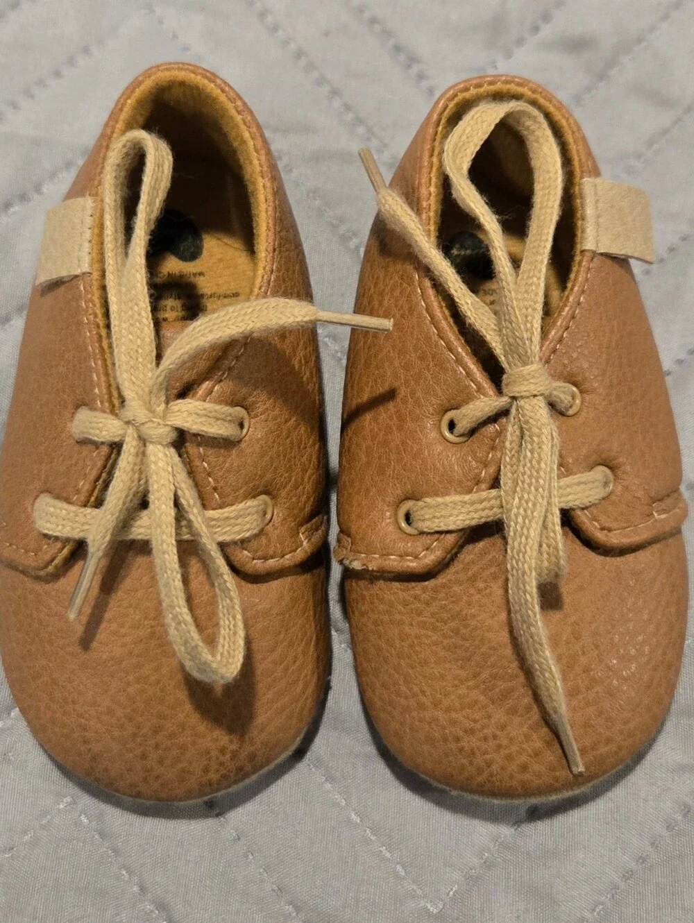 Baby Walker Soft-Tan Leather Lace-Up Shoes